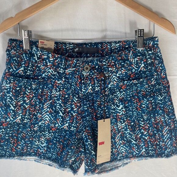 Levi's NWT Orange/Teal Cutoff Shorts Sz 8 - Picture 1 of 10